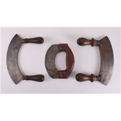 Three (3) 19th Century, hand held food chopper tools.