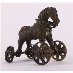 19th Century, India bronze child's horse pull toy.
