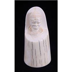 19th Century African ivory tusk tip carving of a high