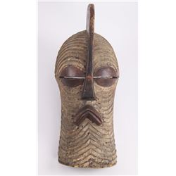 African Kifwebe hand painted wood tribal mask, Songye