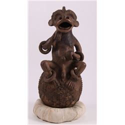 Rare African erotic Mambila terra cotta pottery vessel.