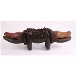 African "Bakongo" two-headed dog nail fetish sculpture,