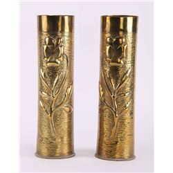 Two (2) French, 1914 to 1918, WWI Large brass mortar