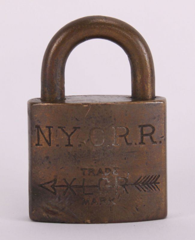 Antique New York City Rail Road N.Y.C.R.R. lock stamped