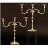 Image 1 : A pair of modern three branch candelabra, the detachable sconces with shell decoration, scrolled...