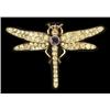 Image 1 : A Victorian style brooch, in the form of a dragonfly set with sapphire and diamonds, total diamon...