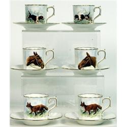 A Royal Crown Derby animal decorated coffee set, date code for 1934, printed and painted by C. Gr...