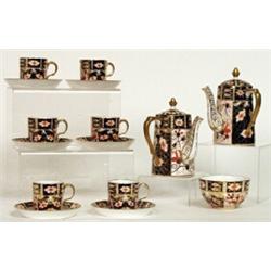 A Royal Crown Derby Imari pattern coffee set, date code for 1914, in pattern 2451, comprising two...