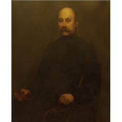 J.H. Bentley.  Major William Boden , portrait of a gentleman seated holding a book, on canvas, si...