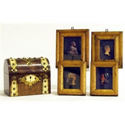 Four maple framed wax profiles of heads of state, early 19th Century, including shoulder length p...