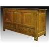 Image 1 : A George III oak mule chest, circa 1780, the hinged planked top above a three panelled front and...