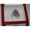 Image 1 : RING - AMETHYST AND DIAMOND - MARQUISE CUT - SET IN STERLING SILVER - 16 AMYTHYSTS AND 4 DIAMONDS - 