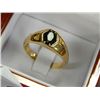 Image 1 : MANS ONYZ & DIAMOND RING - YELLOW GOLD FINISH OVER STERLING SILVER SETTING  - 2 DIAMONDS AND 1 ONYX 