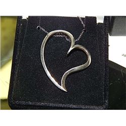 PENDANT AND CHAIN - LARGE STERLING SILVER HEART PENDANT ON CHAIN