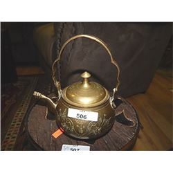 DELICATELY ENGRAVED BRASS TEA POT