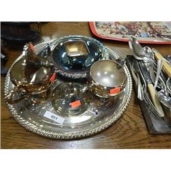 TRAY OF SILVER PLATE