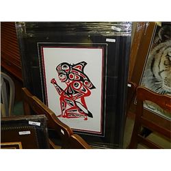 FRAMED LIMITED EDITION PRINT "SPIRIT OF THE ORCA & FEMALE PADDLER - RON U LARCHELLE - GALLERY ESTIMA