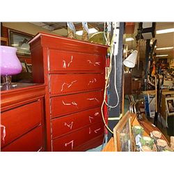 NEW MAHOGANY STYLE DRESSER - 5 DRAWER HIGH BOY