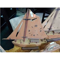 CLOCK - HAND CRAFTED WOOD SHIP - NEEDS CLOCK WORKINGS
