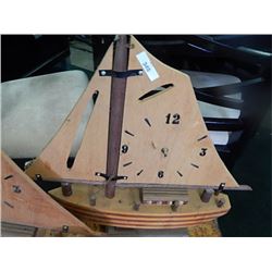 CLOCK - HAND CRAFTED WOOD SHIP - NEEDS CLOCK WORKINGS