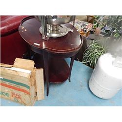 VINTAGE MAHOGANY 2 TIER OVAL SIDE TABLE