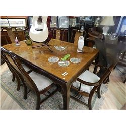 BIRDS EYE MAPLE DINING TABLE WITH 2 LEAFS AND 6 CHAIRS - 9 PC TOTAL