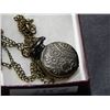 Image 3 : LADIES MINI POCKET WATCH - WITH CHAIN - BUTTERFLY DESIGN - WORKING