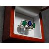 Image 3 : RING - NEW STERLING SILVER BLUE SAPPHIRE AND EMERALD RING