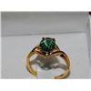 Image 4 : RING - DIAMOND AND GREEN QUARTZ DINNER RING - 14KT GOLD CLAD - INCLUDES CERTIFICATE - $350