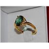 Image 5 : RING - DIAMOND AND GREEN QUARTZ DINNER RING - 14KT GOLD CLAD - INCLUDES CERTIFICATE - $350