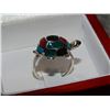 Image 4 : RING - INLAID STERLING SILVER TURTLE RING - VERY UNIQUE - NEW