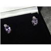 Image 1 : EARRINGS - NEW AMETHYST STUDS - SET WITH DIAMONDS IN STERLING SILVER - INCLUDES CERTIFICATE - $350