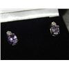 Image 2 : EARRINGS - NEW AMETHYST STUDS - SET WITH DIAMONDS IN STERLING SILVER - INCLUDES CERTIFICATE - $350