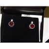 Image 2 : EARRINGS - NEW GARNET & DIAMOND EARINGS - SET IN STERLING SILVER - FILIGREE DESIGN - PIERCED