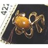 Image 2 : RING - 18KT H.G.E & STERLING SILVER - WITH TIGER EYE - (HGE means "HEAVY GOLD ELECTROPLATE")
