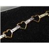 Image 2 : BRACLET - UNIQUE HEART BRACELET - 10 WHITE DIAMONDS IN STERLING SILVER SETTING AND GOLD FINISH - APP