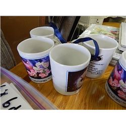 NEW COFFEE MUGS - ART BY EUGENE PENTZ - 4 MUGS PER LOT - 1 OF EACH - GALAXY REUNION, GUARDIAN AMGEL,