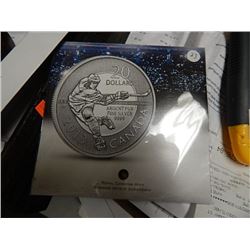 COIN - 2013 CANADA SILVER $20 COIN - HOCKEY - .999 SILVER - UNCIRCULATED IN ORIGINAL FOLDER
