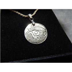 NECKLACE WITH PENDANT - STERLING SILVER WEST COAST NATIVE PENDANT ON STERLING SILVER CHAIN - PENDANT