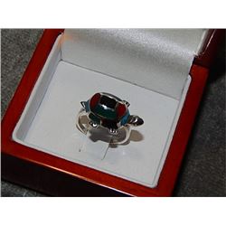 RING - INLAID STERLING SILVER TURTLE RING - VERY UNIQUE - NEW