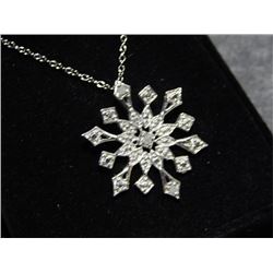 NECKLACE - DIAMOND STUDDED  - SET IN STERLING SILVER - INCLUDES CERTIFICATE - $300