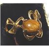Image 1 : RING - 18KT H.G.E & STERLING SILVER - WITH TIGER EYE - (HGE means "HEAVY GOLD ELECTROPLATE")