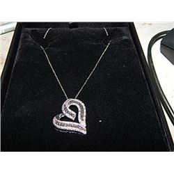 GENUINE BLACK AND WHTIE DIAMOND HEART NECKLACE - SET IWTH 53 DIAMONDS - INCLUDES CERTIFICATE $725.00