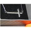 Image 1 : NECKLACE - DIAMOND STUDDED CROSS PENDANT SET WITH 15 ROUND CUT DIAMONDS SET IN STERLING SILVER WITH 