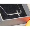 Image 2 : NECKLACE - DIAMOND STUDDED CROSS PENDANT SET WITH 15 ROUND CUT DIAMONDS SET IN STERLING SILVER WITH 