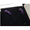 Image 1 : NEW DIAMOND AND AMETHYST 1/2 HOOP EARINGS - RETAIL $400
