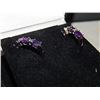 Image 2 : NEW DIAMOND AND AMETHYST 1/2 HOOP EARINGS - RETAIL $400