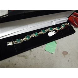 BRACLET - MALACHITE SET IN STERLING SILVER - STAMPED 925