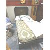 Image 1 : VINTAGE METAL SINDLE BED - HAS ORIGINAL BED SPRINGS - HEAD BOARD AND FOOT BOARD - COMES WITH USED MA