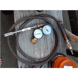 GUAGES (2) AND AIR HOSE WITH FIRE FILLER ATTACHMENT AND GUAGE = 3 PC TTL